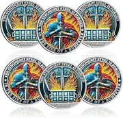 6 Pcs Knight Dumpster Fire Challenge Coin Funny Desk Accessories Hilarious Coworker Go Away Token Hilarious Medallion Inspirational Office Gifts for Men Women with Clear Protective Case