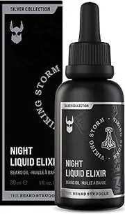 The Beard Struggle - Beard Oil for Men - Natural Blend for Softens, Moisturizing, & Healthier Beard Growth - Viking Storm Night Liquid Silver Elixir - Vegan-Friendly Beard Growth Oil (1 Fl oz)