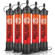 5 High Capacity Emergency Survival Water Straws - Personal Filter for Camping, H