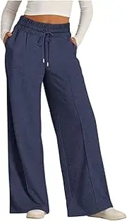 [Generic] Womens Wide Leg Sweatpants Oversized High Waist Joggers Drawstring Sweat Pants Lightweight Lounge Pants with Pockets