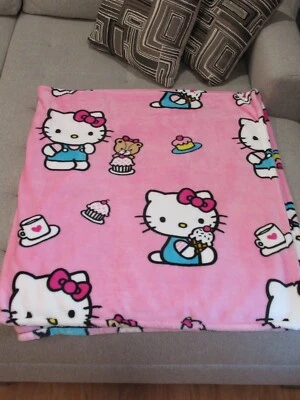 Hello Kitty 60" X 70" Soft Plush Throw Blanket Ice Cream Coffee Teddy Bear Pink