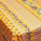 LE CLUNY, OLIVES & MIMOSAS, YELLOW, PROVENCE COATED COTTON TABLECLOTH, 60" x 84"