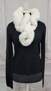 Victorian Trading Co Winter Flurries Faux Fur Collar Loop Scarf Ivory 42D