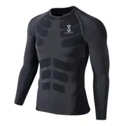 SPORX Men's Compression Knit Training Top Long Sleeve - Black
