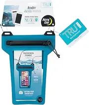Nite Ize Runoff Waterproof Phone Pouch with Lanyard and Zipper, IP67 Universal Waterproof Case for iPhone 11/11 Pro Max/Xs Max/XR/X/8/8P Galaxy, Blue (ROPPL-03-R3)