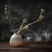 在飛比找ETMall東森購物網優惠-鎏金粗陶小花器｜復古手工中式古早燒鐵釉茶道小花瓶花插陶瓷擺件