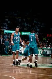Alonzo Mourning Muggsy Bogues and Larry Johnson Charlotte Hornets - Old Photo