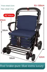 Steel Rollator Walker for Adult Mobility Impairment Foldable Adjustable Handles Rolling Walker for Seniors 75kg 42cm wide2