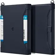 SPIGEN Passport Card Holder Pen Holder Leather Case Cover, Travel Wallet Documents Organizer Protector, Travel Accessories with RFID Blocking Technology SIM Card Pin Included - Navy Blue
