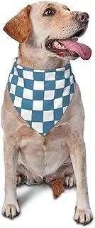 vercosee Pit Crew Dog Bandana, Checkered Flags Race Car Flag Bandana Collars Triangle Neckerchief Bibs Scarf Set Accessories for Dog Lover (Blue)