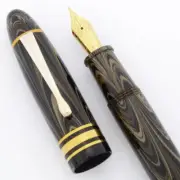 Lotus Everest OS Fountain Pen - Beige Ripple Ebonite, Brass Trim, JoWo 6 Nibs