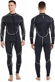 1.5MM Neoprene One-Piece Wetsuit Men's Long Sleeves Front Unzipper to Keep Warm and Cold Surf Snorkeling Kayak