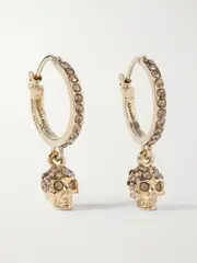 [MCQUEEN] MCQUEEN - Silver-tone Crystal Hoop Earrings - One size One size Silver