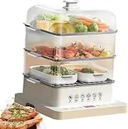 Wrobelax 3 Layers/40l Food Steamer 800w Electric Multicookers | Automatic Heat Preservation Steamer Cookware | Touch The Visual Panel Hot Food Heater | Foldable Split Design