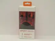 SPORT Earbuds With Mic & Protective Case - Red/Black - New/Sealed