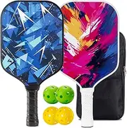 Toplive Pickleball Paddle Set of 2 - Lightweight Fiberglass Pickleball Rackets with Ergonomic Grip, Indoor & Outdoor Balls, and Carry Bag – Durable & Beginner Friendly