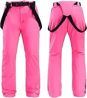 [GDDO] N/A Ski Pants Waterproof Windproof Trousers for Men Women Breathable Taped Seams Warm Touch Lining Pant Salopettes,Pink,L
