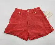 Cynthia Rowley Womens Size 2 Coral Shorts Linen Lyocell Blend