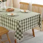 Checkered Tablecloth Cotton Linen Buffalo Plaid Table Cloth Rectangle Table w...