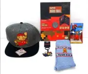Super Mario Bros. Snapback Hat/Crew Sock/Mini Figurine/Keychain/ Coin Set