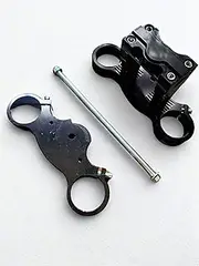 Triple Clamp for 45/48mm Forks, 10mm stem Bolts, 22mm Handlebar Mount, CNC Machined Aluminum, Black