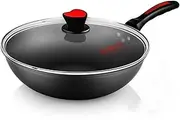 Traditional Wok Cooking Pot Cover Induction Cooker Gas Wok Frying Pan Frying Pan Kitchenware(32cm)