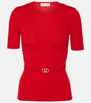 [Valentino] Valentino VLogo Signature virgin wool top AU 16 red