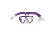2pc Mirage Turtle Kids Junior Swimming Beach Silitex Mask Glass Snorkel Purple