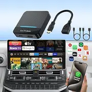 Car TV Mate 2025 Built-in Wireless CarPlay Adapter, Fire TV Stick Converter for Car Plug & Play, Stable Fast, No Latency, HDMl Multimedia Adapter with Factory Wired CarPlay and Most Streaming (Black)