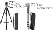 72" TRIPOD + 72" MONOPOD FOR CANON REBEL NIKON SONY PENTAX DSLR CAMERAS