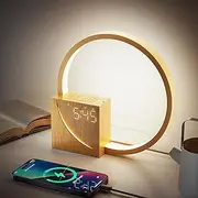 Bedside Lamp with Alarm Clock, LED Touch Lamp with 2 Alarm, Wake-Up Light, Snooze Digital Clock for Deep Sleepers/Kids, 3 Level Brightness, 10 Smoothing Sounds for Bedroom/Living Room/Office