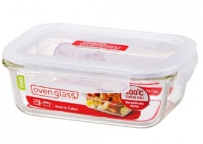 Lock & Lock EURO HEAT RESISTANT GLASS RECTANGULAR CONTAINER- 630ml, 1L Or 2L