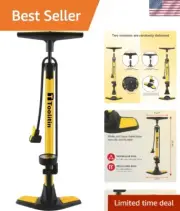 Ergonomic Floor Bicycle Pump with Accurate Gauge for Presta & Schrader Valves