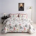 Flowers Queen King Patchwork Quilt Bedspread Coverlet Throw Rug 100% Cotton