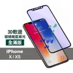 IPHONE X XS保護貼9H硬度軟邊碳纖維滿版藍光款(IPHONEXS手機殼 IPHONEX手機殼)