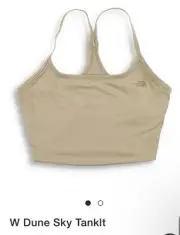The North Face Women's NEW MED Dune Sky Tanklette Racerback Cropped Khaki Tank