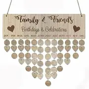 DIY Family&Friends Reminder Birthday Wooden Hanging Calendar Board Perpetual AU