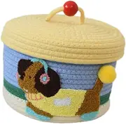 ＫＬＫＣＭＳ Cotton Rope Storage Basket, Handmade Woven Organizer Bin, with Cover, Dog Desktop Basket for Cabinet, Style A