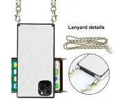 Crossbody case for iPhone 11 Pro max with detachable lanyard - White