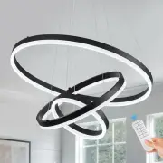 3-Rings D23.6 Modern LED Chandelier Black Dimmable Pendant Lighting with Remo...