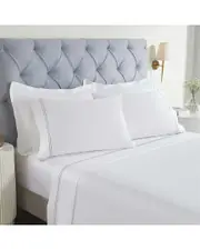 Superior Fieldstone Cotton Two-Line Embroidered Deep Pocket Bed Sheet Set