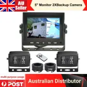 5"Monitor 2x10M Car CCD Reversing Rear view Camera System For RV Tractor 12V/24V
