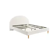 Foret Bed Frame Queen Wooden Mattress Base Arched Sleep Beds Platform Fabric