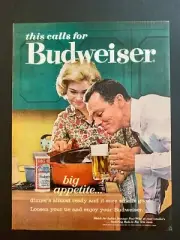 Vintage Budweiser Beer Ad Reproduction Print Advertising 17x12