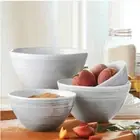 Pandex 4pc Ombre Melamine Nesting Bowl Set with Lids Heavyweight White Gray