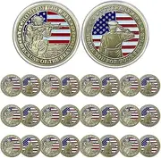 CHURYUML 24Pcs Military Challenge Coins Bulk - Home of The Free Because of The Brave - Veterans Day Gifts Thank You for Your Service Military Gifts for Men Women Navy Army Veterans Honor Coin