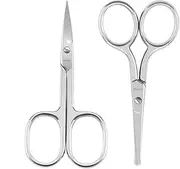 Professional Small Beard & Nose Hair Beauty Scissors, LIVINGO Curved and Safety Rounded Tip Grooming Trimming Shears for Nail, Facial, Mustache, Ear Hair, Eyebrows and Eyelashes 2 Pack