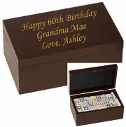 Double 12 Dominoes Gift Box Custom Engraved Lid Personalized Wedding Groomsmen