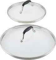 Anolon Advanced Home Glass Lids, Stainless Steel and Silicone Handles, 2 Piece, 10 Inch and 12 Inch Lid Set, Onyx