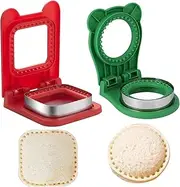 NIOIPXA Sandwich Cutter and Sealer Set for Kids,Sandwich Bread Pancake Maker for Lunchbox and Bento Box (2,Red+Green)